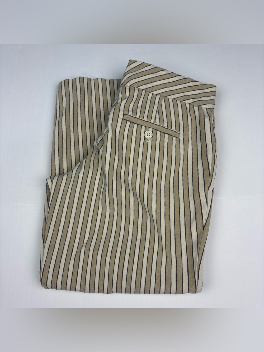Gap Women Size 2 Pants Capri Y2K Striped Cropped Tan Black Cream Cotton Blend
